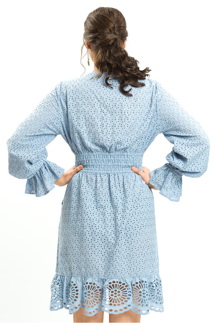 Blue Broderie Dress