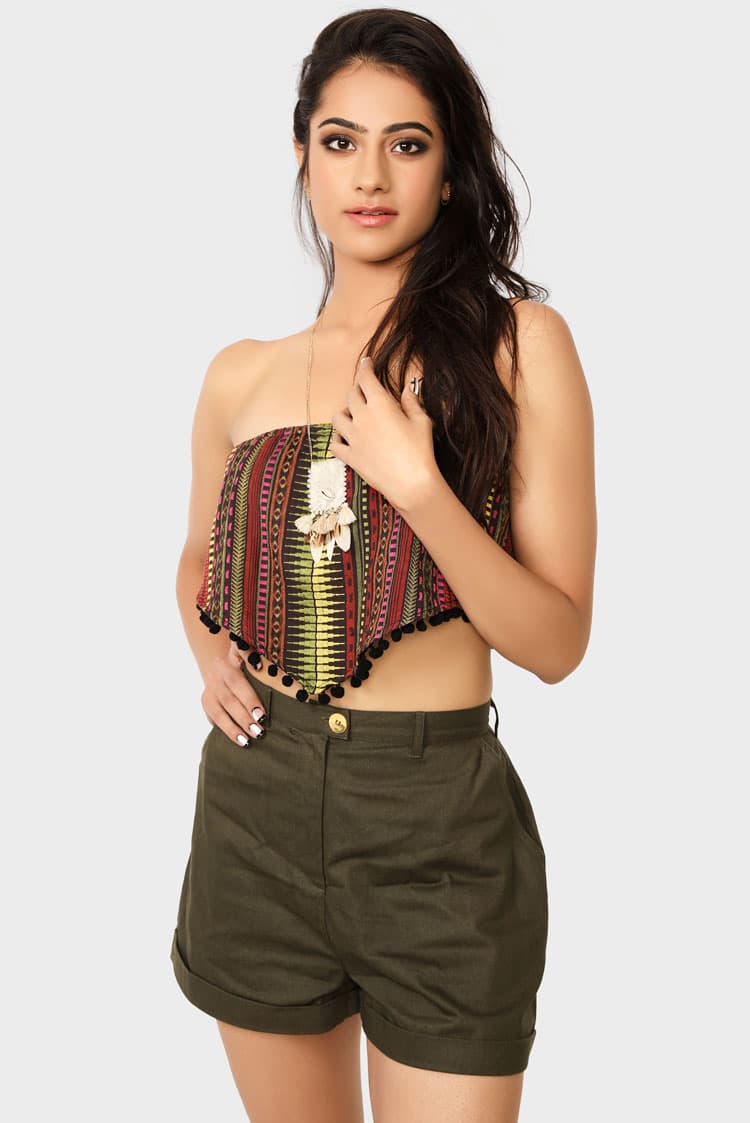 Khaki Buttoned Shorts