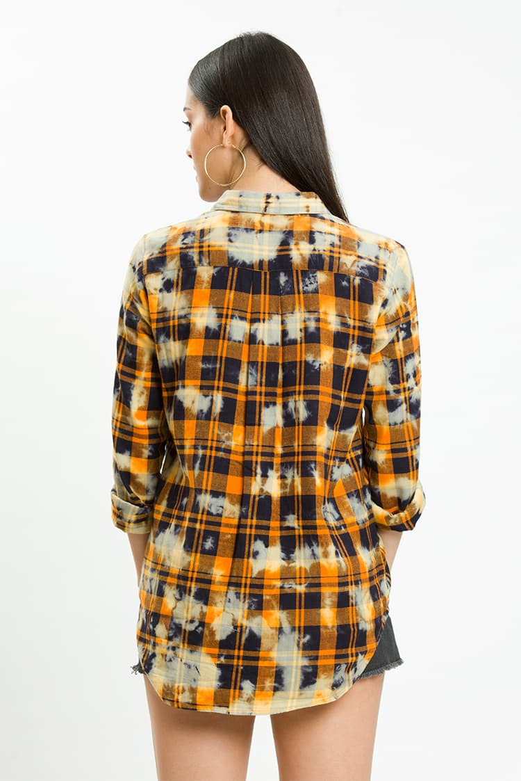 Check Shirt With Bleached Wash Effect