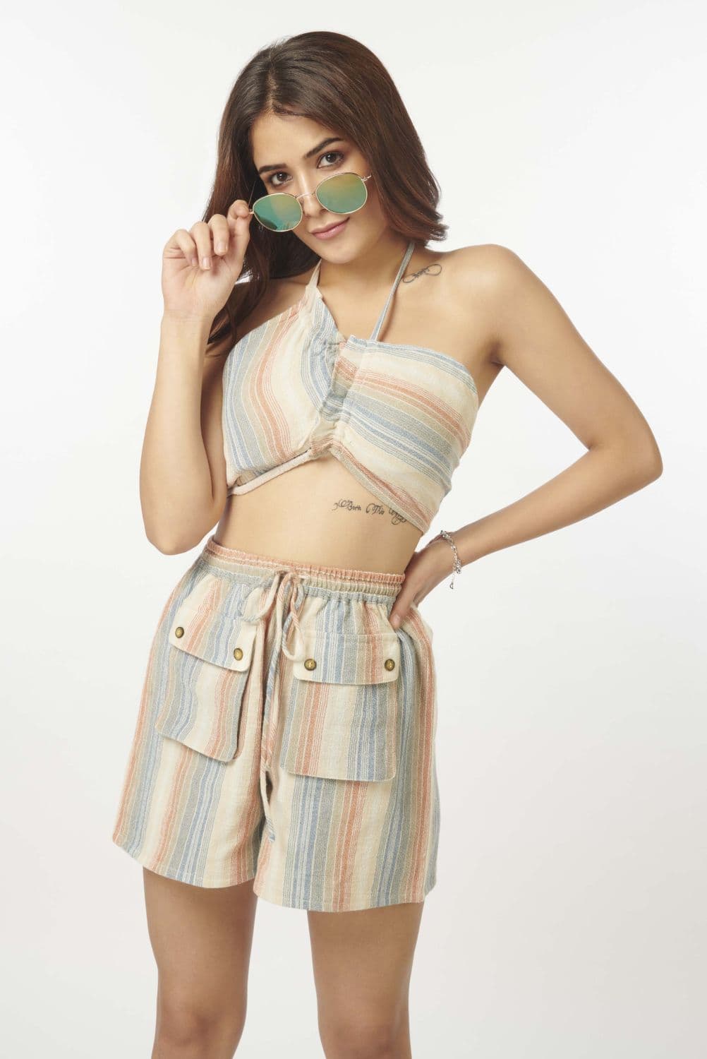 Textured Stripe Crop Top
