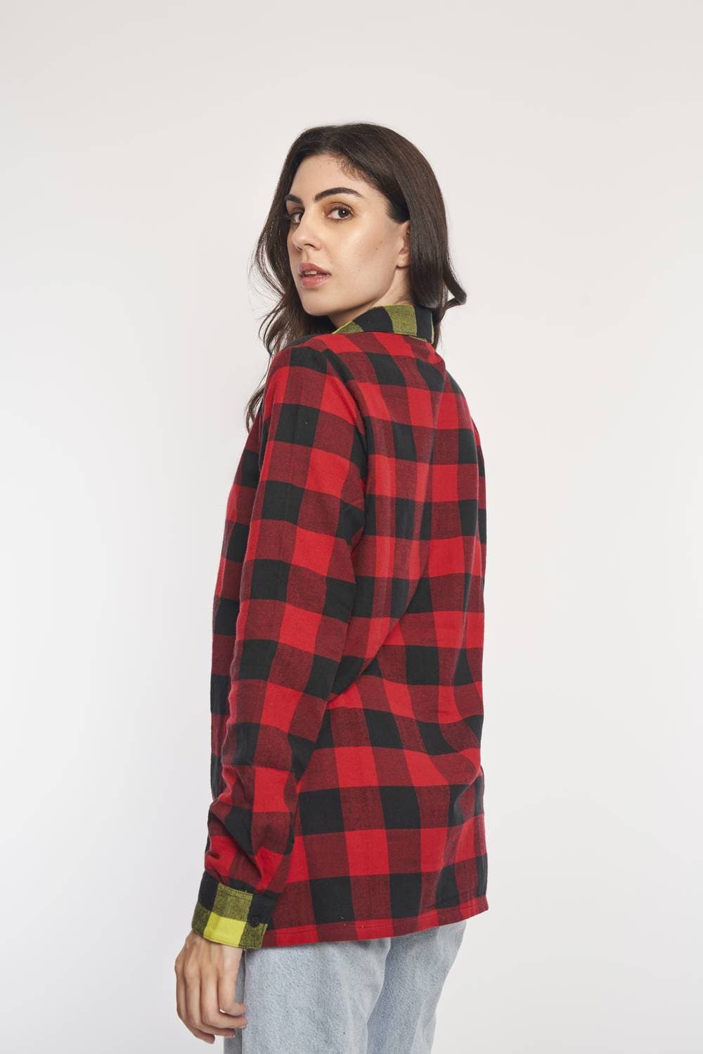 Contrast Plaid Check Shirt