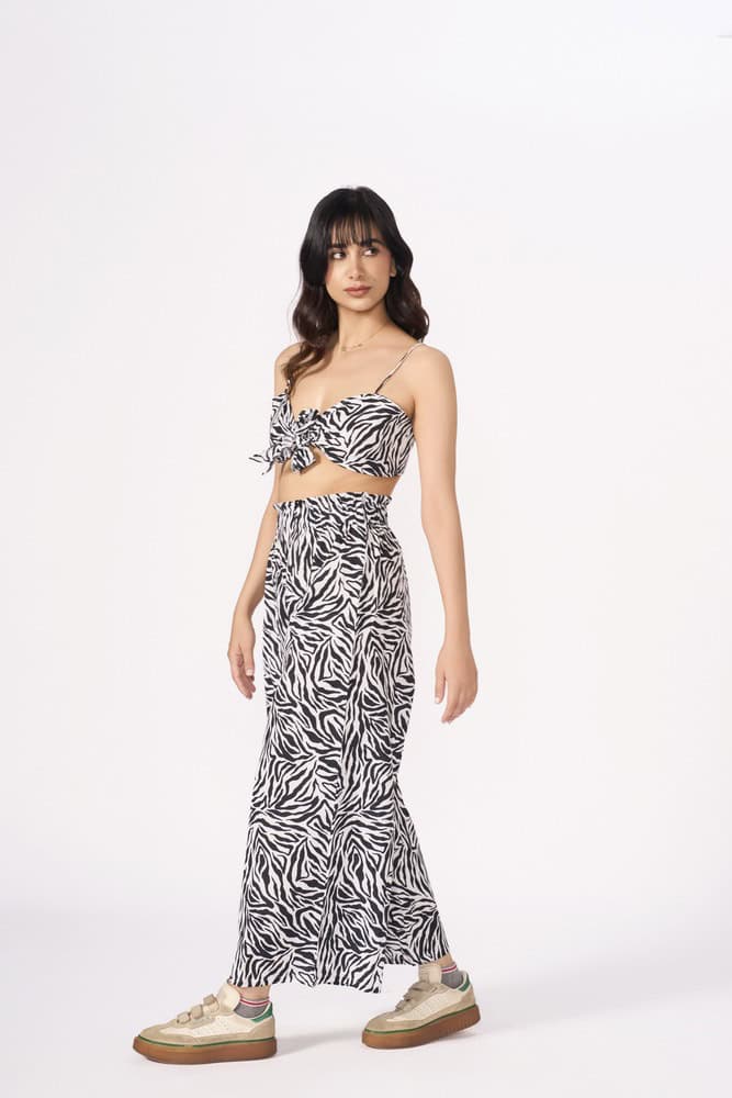Zebra Printed Linen Tie Top